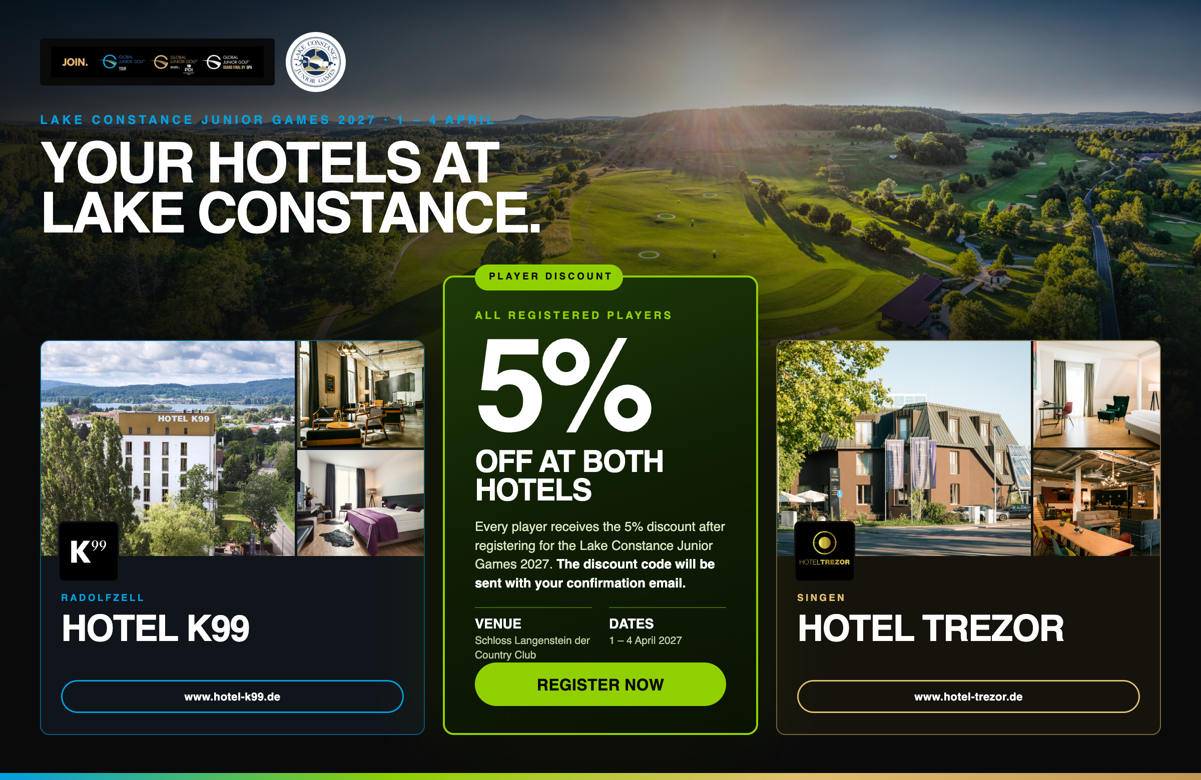 Lake Constance Junior Games 2027 – Hotel K99 and Hotel Trezor